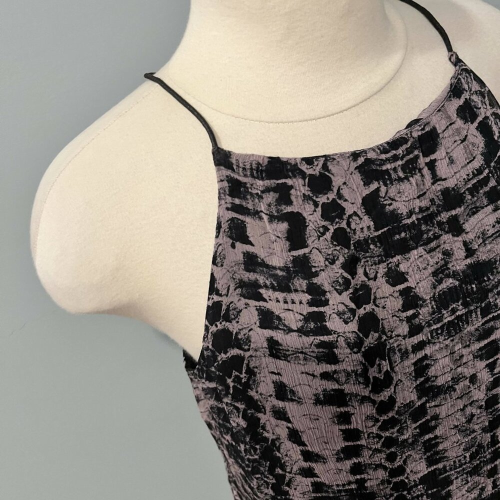 Tart Sleeveless Printed Crepe Shift Dress Animal Brown Multi/Solarized Croc Sz M